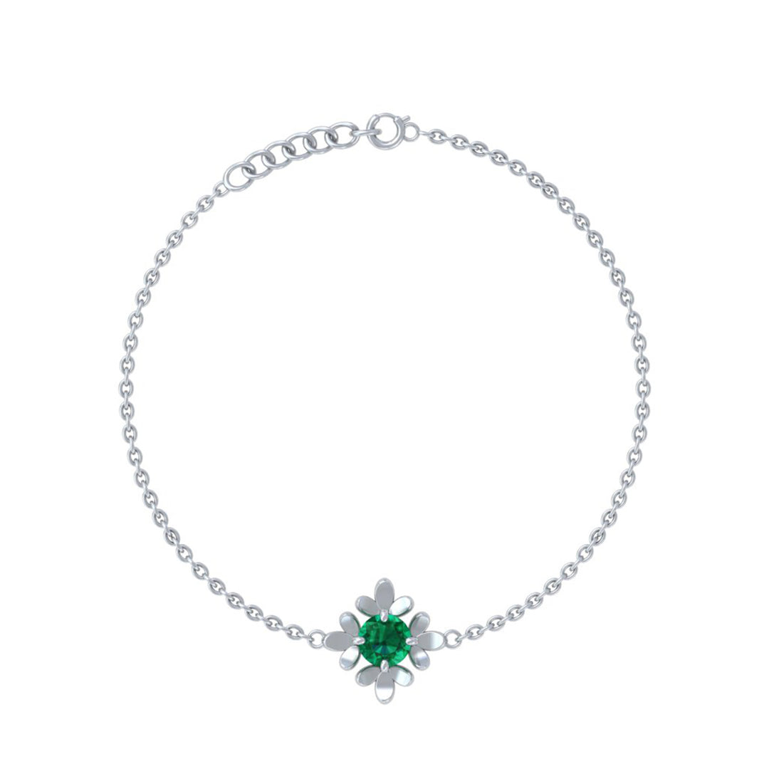 Silver 92.5 Emerald Bloom Bracelet