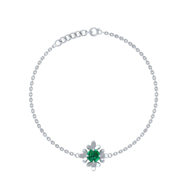 Silver 92.5 Emerald Bloom Bracelet