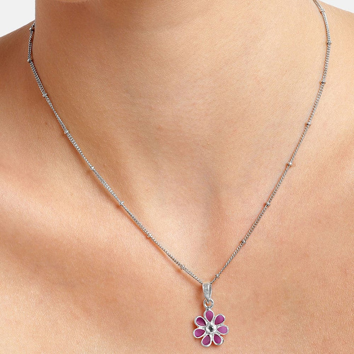 92.5 Silver Red Hydro Flower Necklace