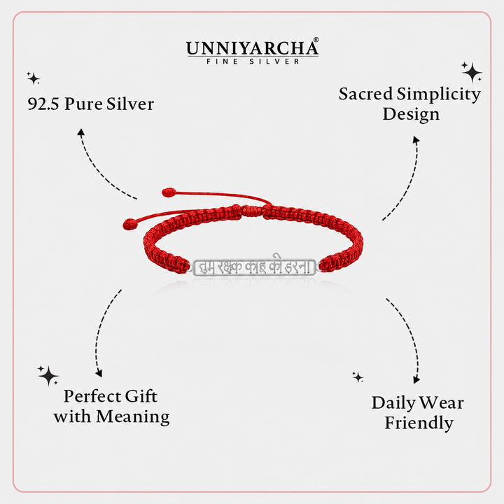 Silver 925 Silver Rakshak Bracelet with Chandan Tilak set