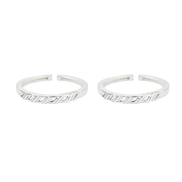 925 Sterling Silver Heritage Leaf Band Toe Rings