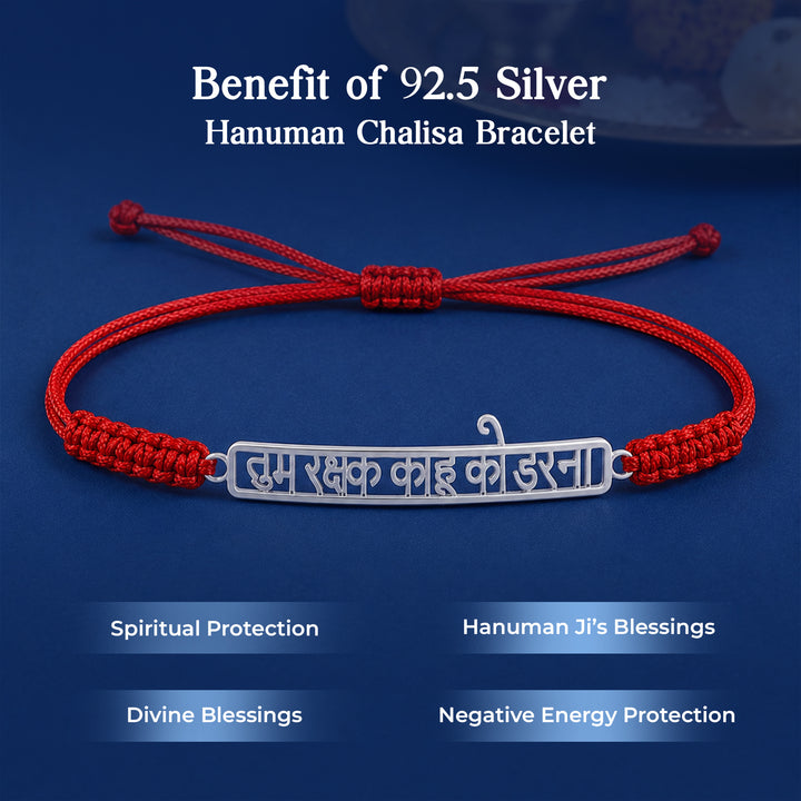 Unniyarcha 925 Pure Silver Hanuman Chalisa Bracelet with Chandan Tilak set