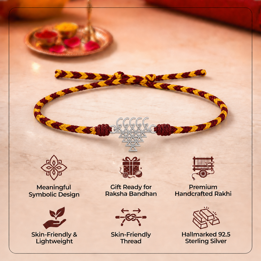 Unniyarcha silver 925 5-line pure Saraswati Yantra Bracelet with Chandan Tilak set