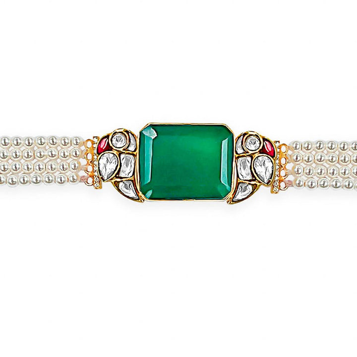 Mithu Emerald Charm Silver 24k Gold Plated Bracelet