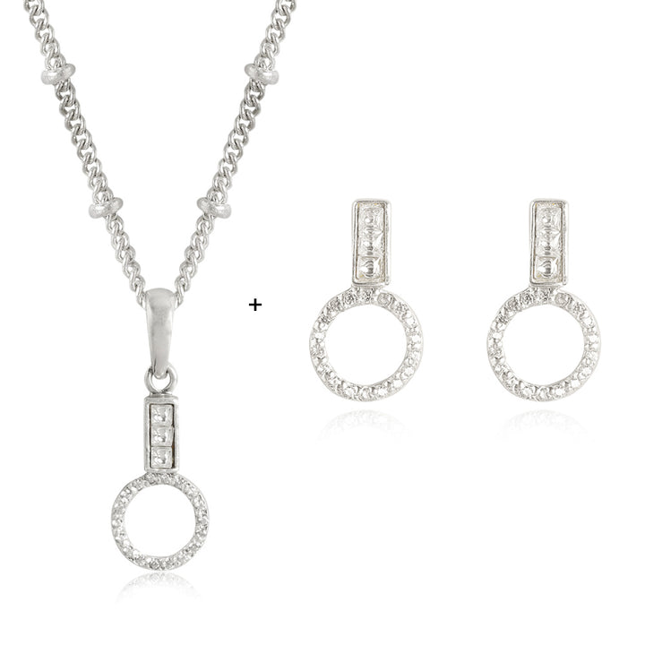 92.5 Silver Zircon Ring Necklace