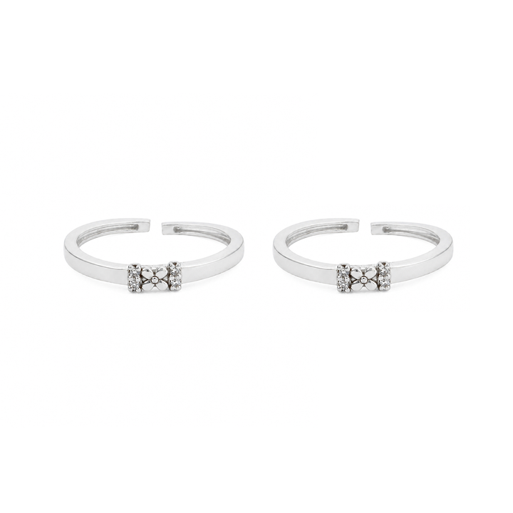 925 Sterling Silver Floral Cluster Adjustable Toe Rings