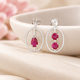 925 Silver Dual Motif Ruby Drop Earrings