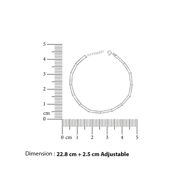 925 Sterling Silver Two Line Chain Anklet