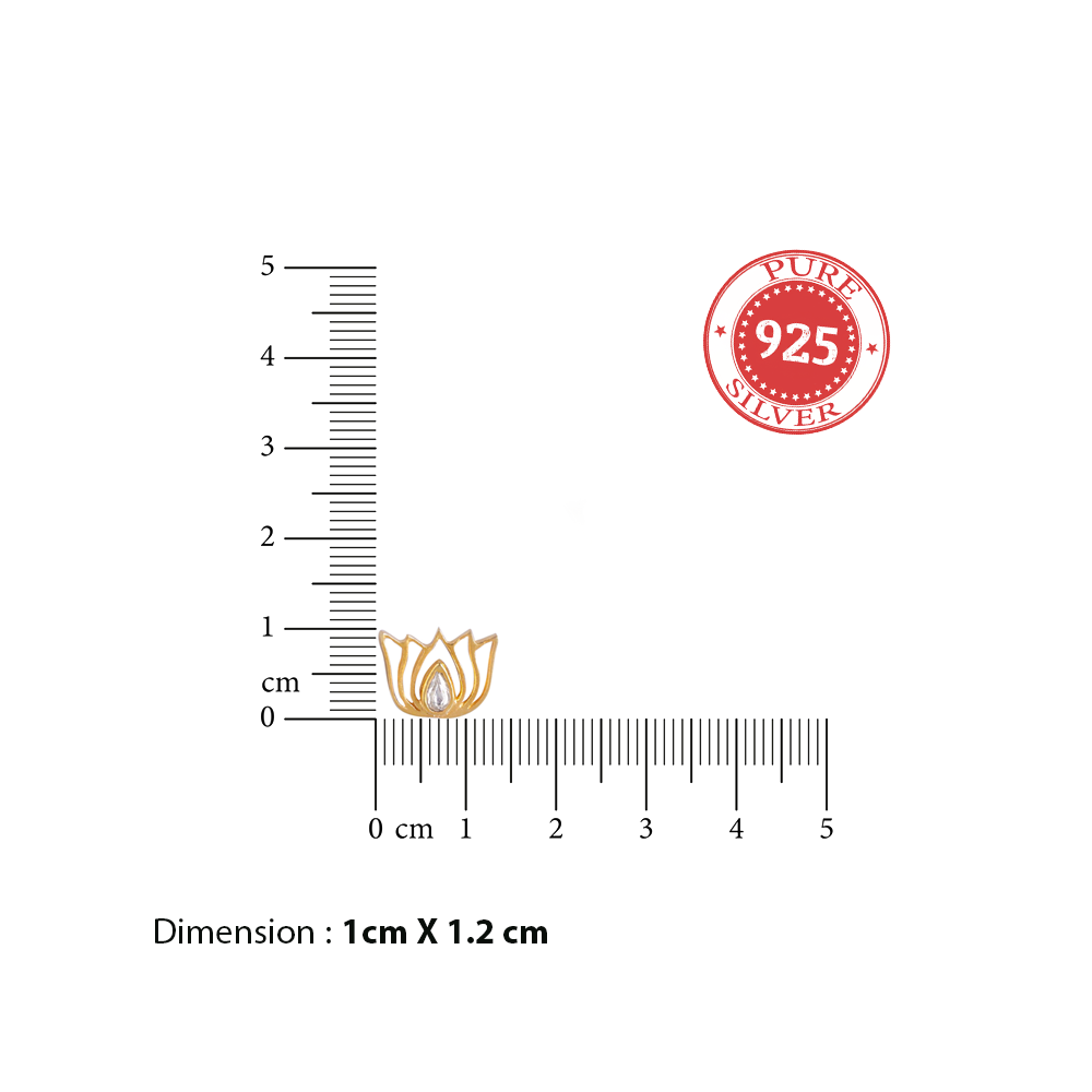 92.5 Silver White Kundan Sacred Lotus Stud Earrings