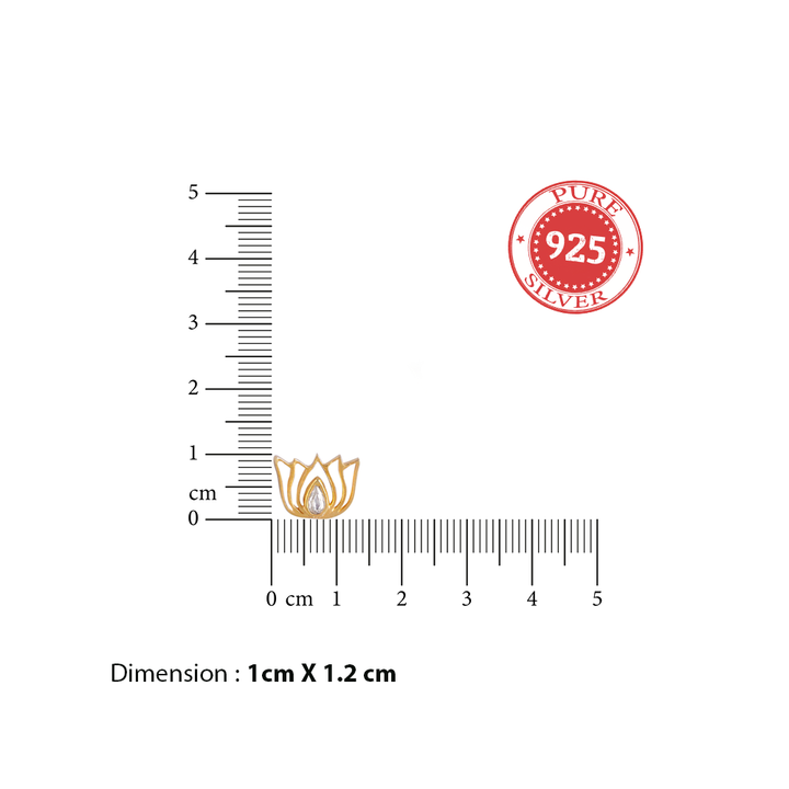 92.5 Silver White Kundan Sacred Lotus Stud Earrings