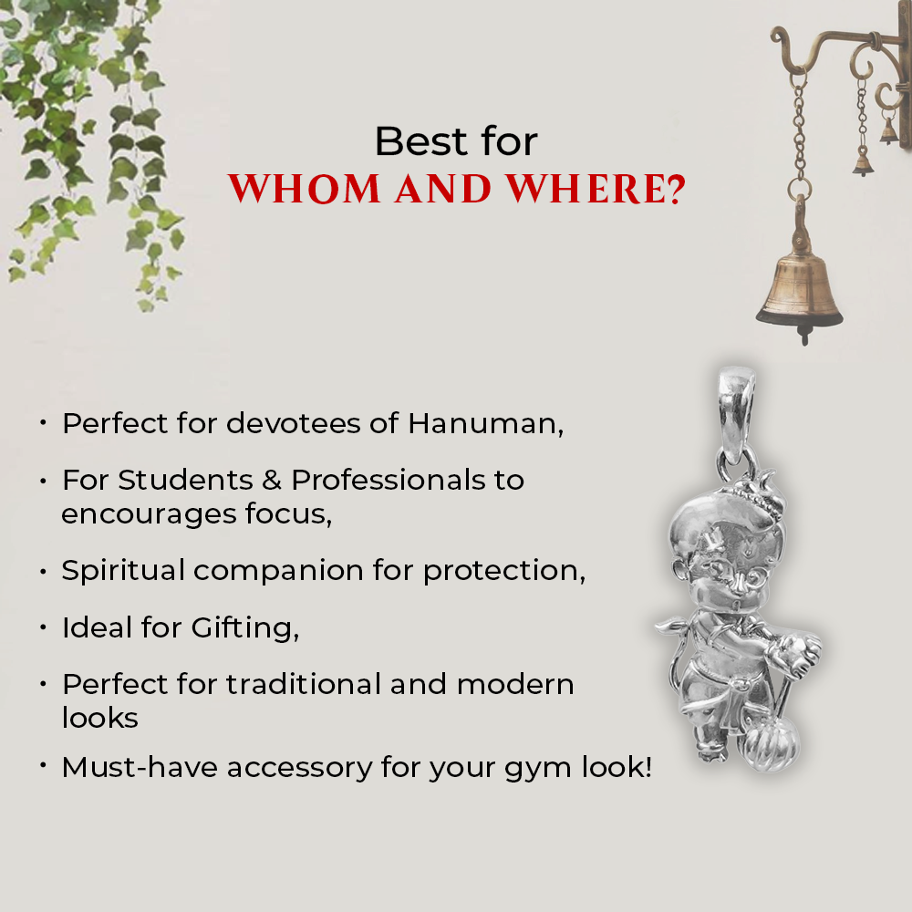 92.5 silver bal hanuman pendant