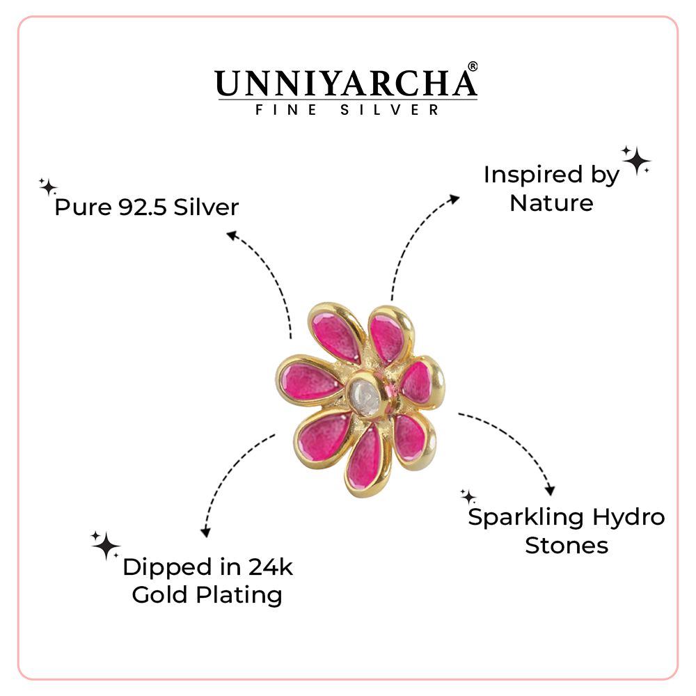 92.5 Silver Red Hydro Flower Stud Earrings
