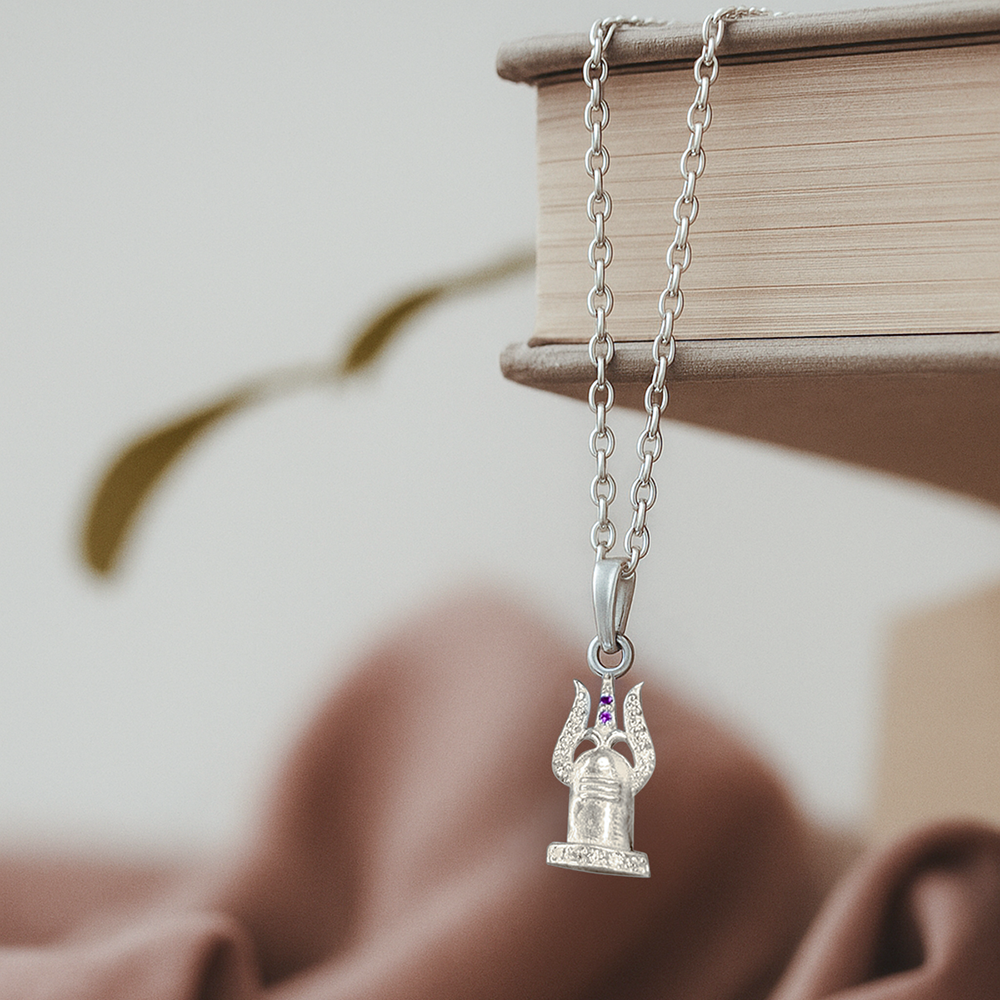 92.5 silver Shivling necklace