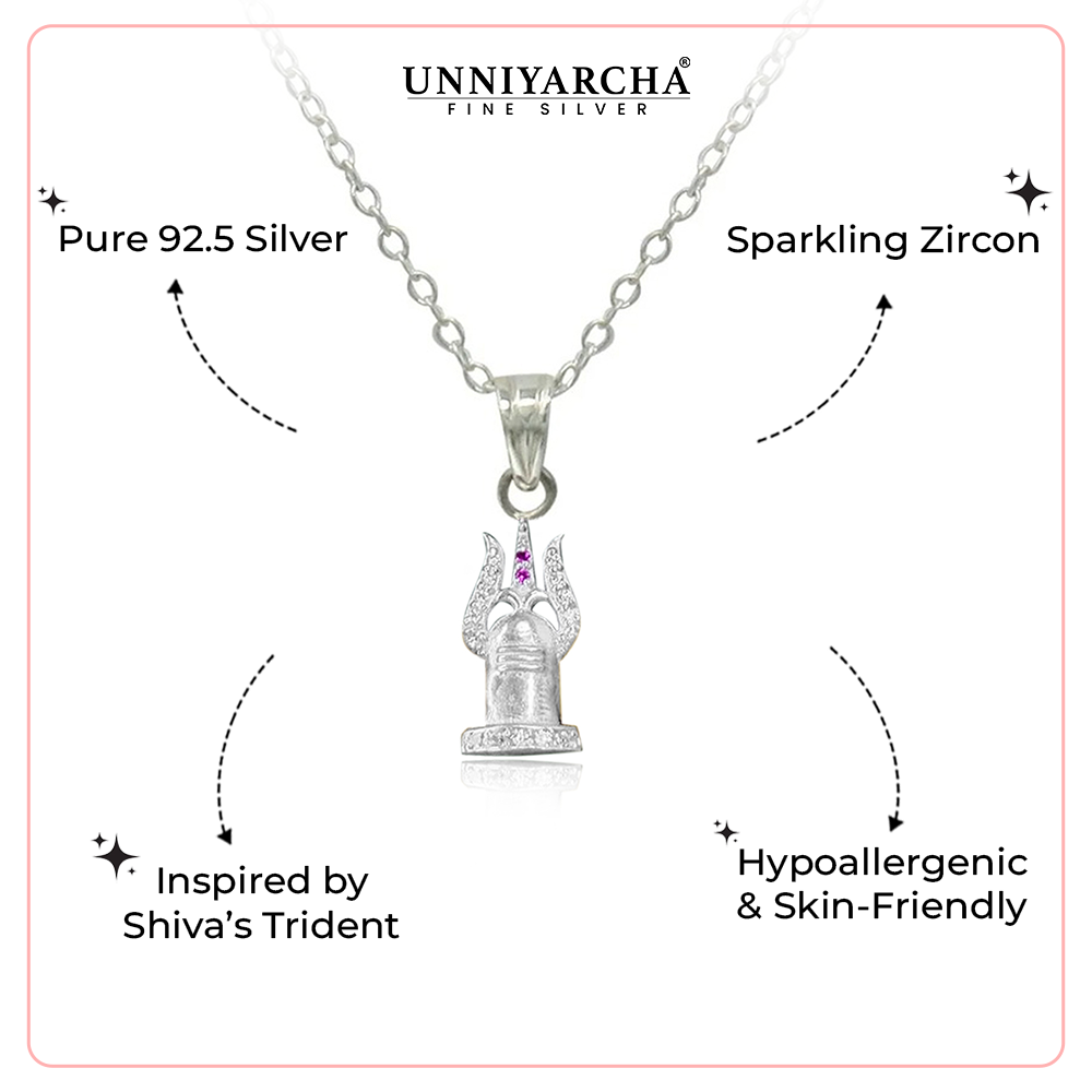 92.5 silver Shivling necklace