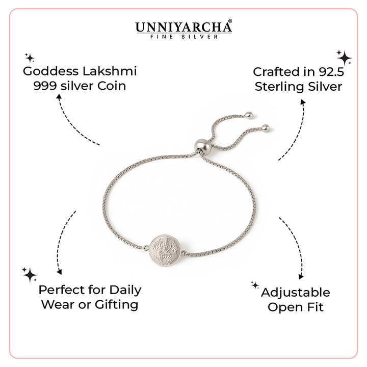 Pure 999 Silver Lakshmi Coin bracelet