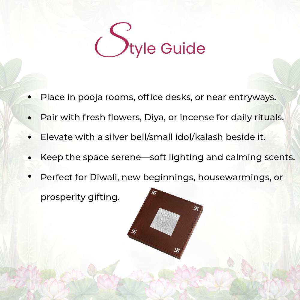 92.5 Silver Goddess Lakshmi Shree Yantra