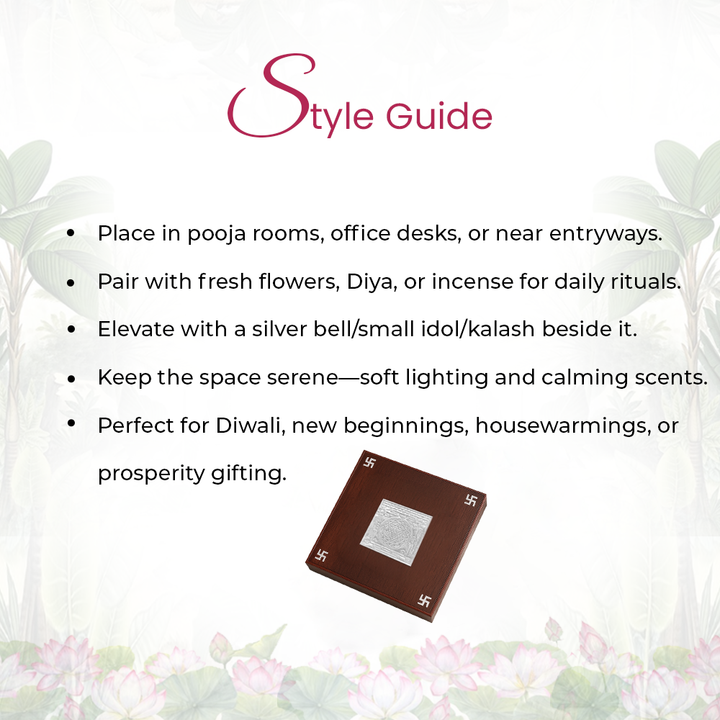 92.5 Silver Goddess Lakshmi Shree Yantra