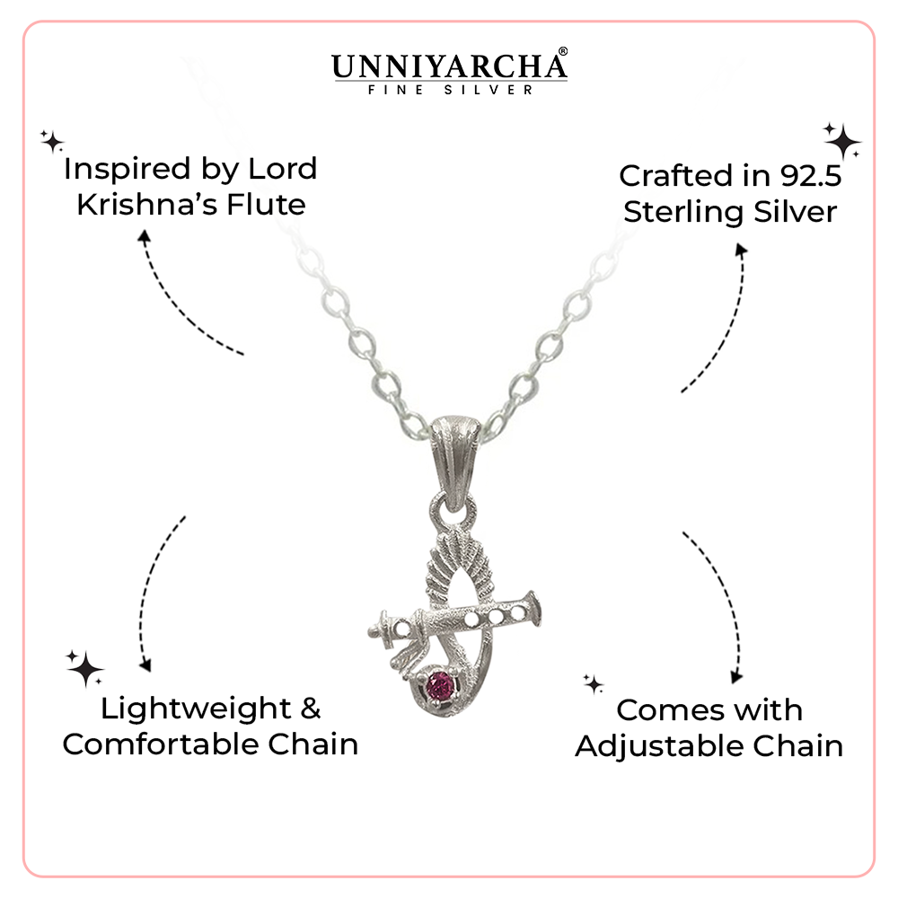Krishna Melody 925 Silver Flute Pendant