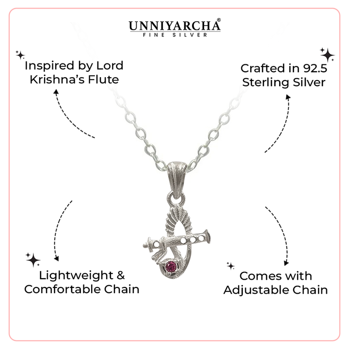 Krishna Melody 925 Silver Flute Pendant
