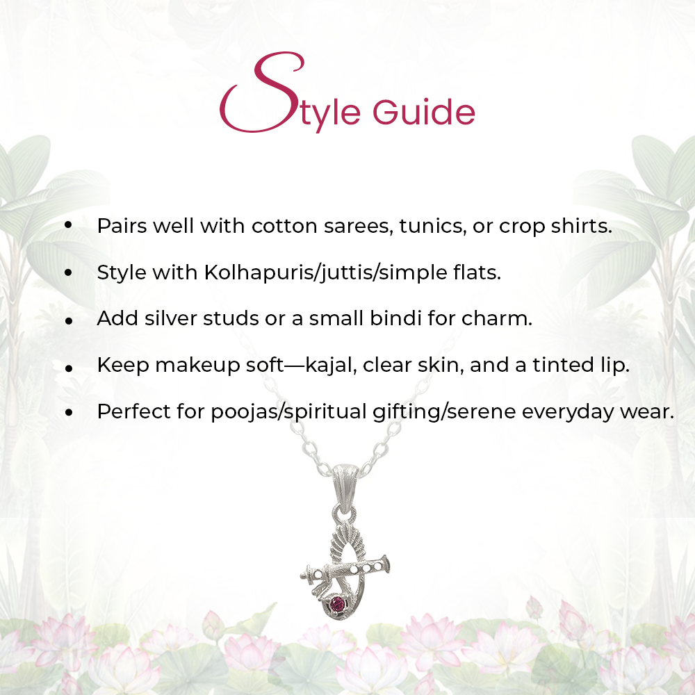 Krishna Melody 925 Silver Flute Pendant