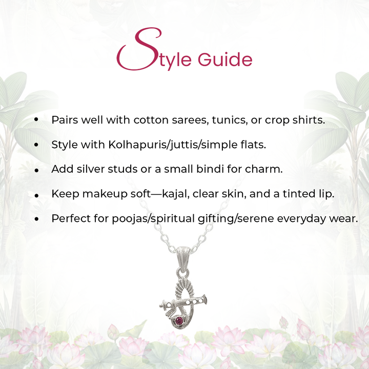 Krishna Melody 925 Silver Flute Pendant