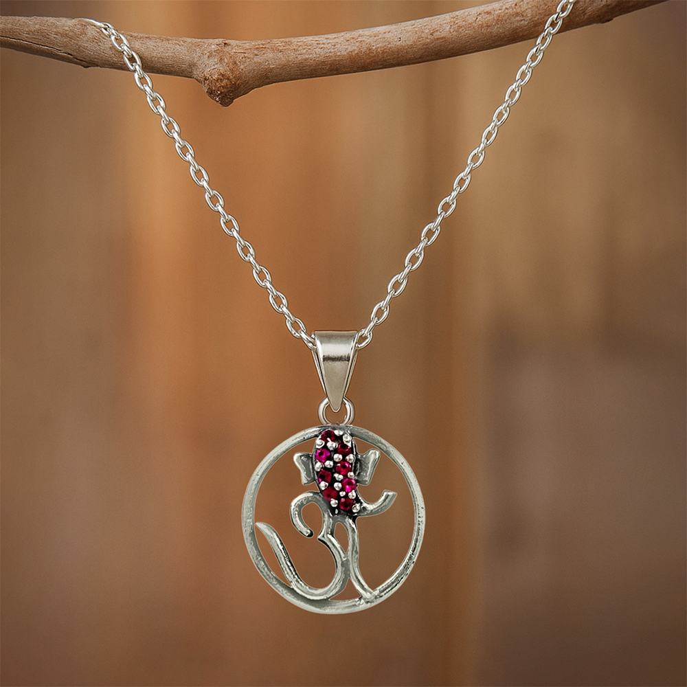 Eternal Bloom 925 Silver Pendant with Ruby Pink Accents
