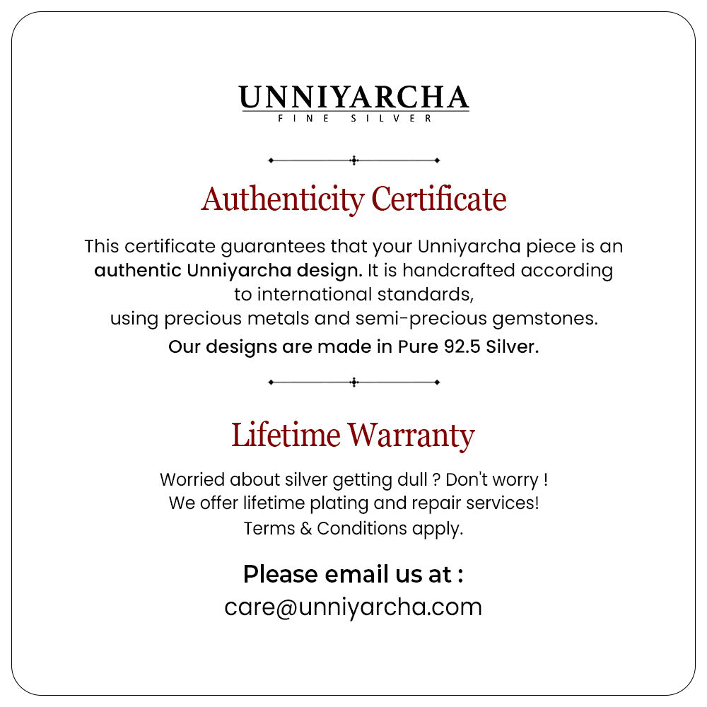 Unniyarcha Authenticity Certificate - Lifetime Warranty
