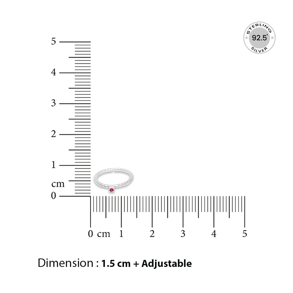 92.5 Sterling Silver Red Toe Ring