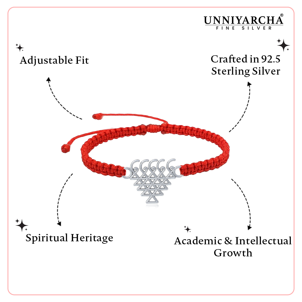 925 5-line pure Silver Saraswati Yantra Bracelet