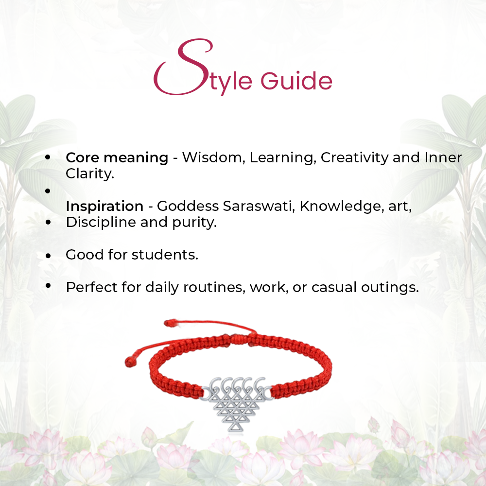 925 5-line pure Silver Saraswati Yantra Bracelet