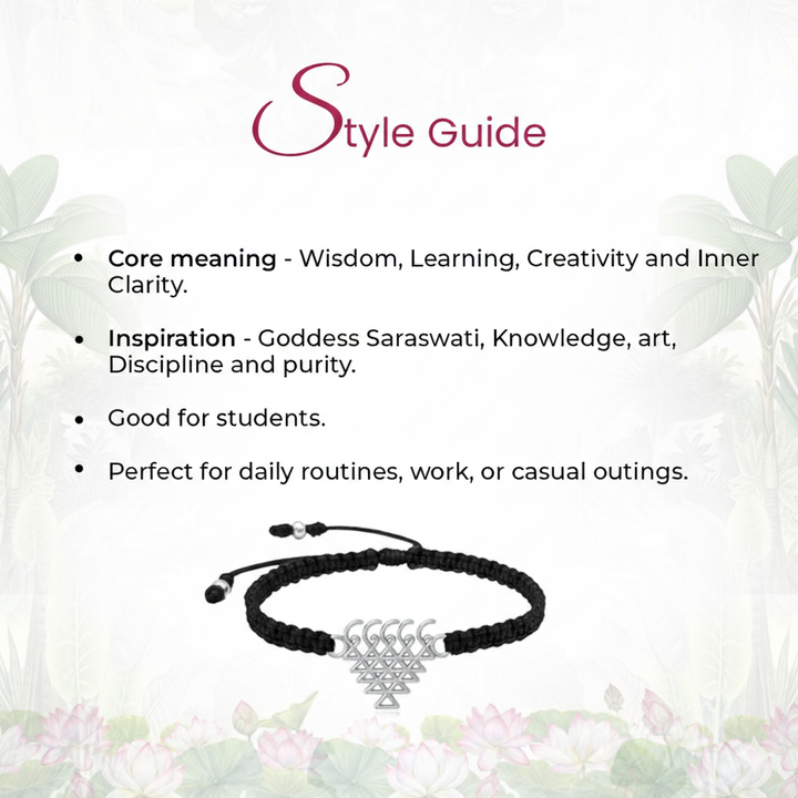 925 Pure Silver Saraswati Yantra men Bracelet