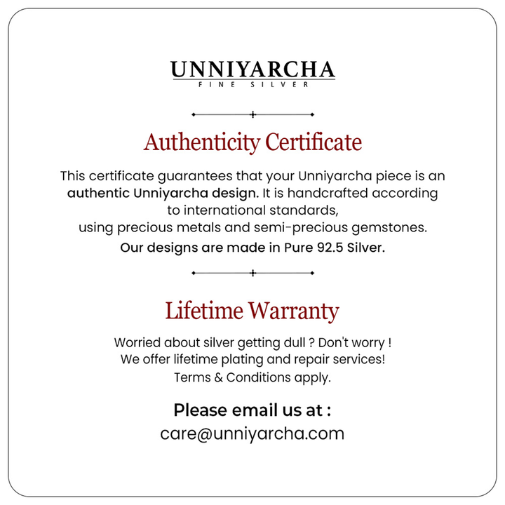 Unniyarcha 925 Pure Silver Eternal Companions Necklace