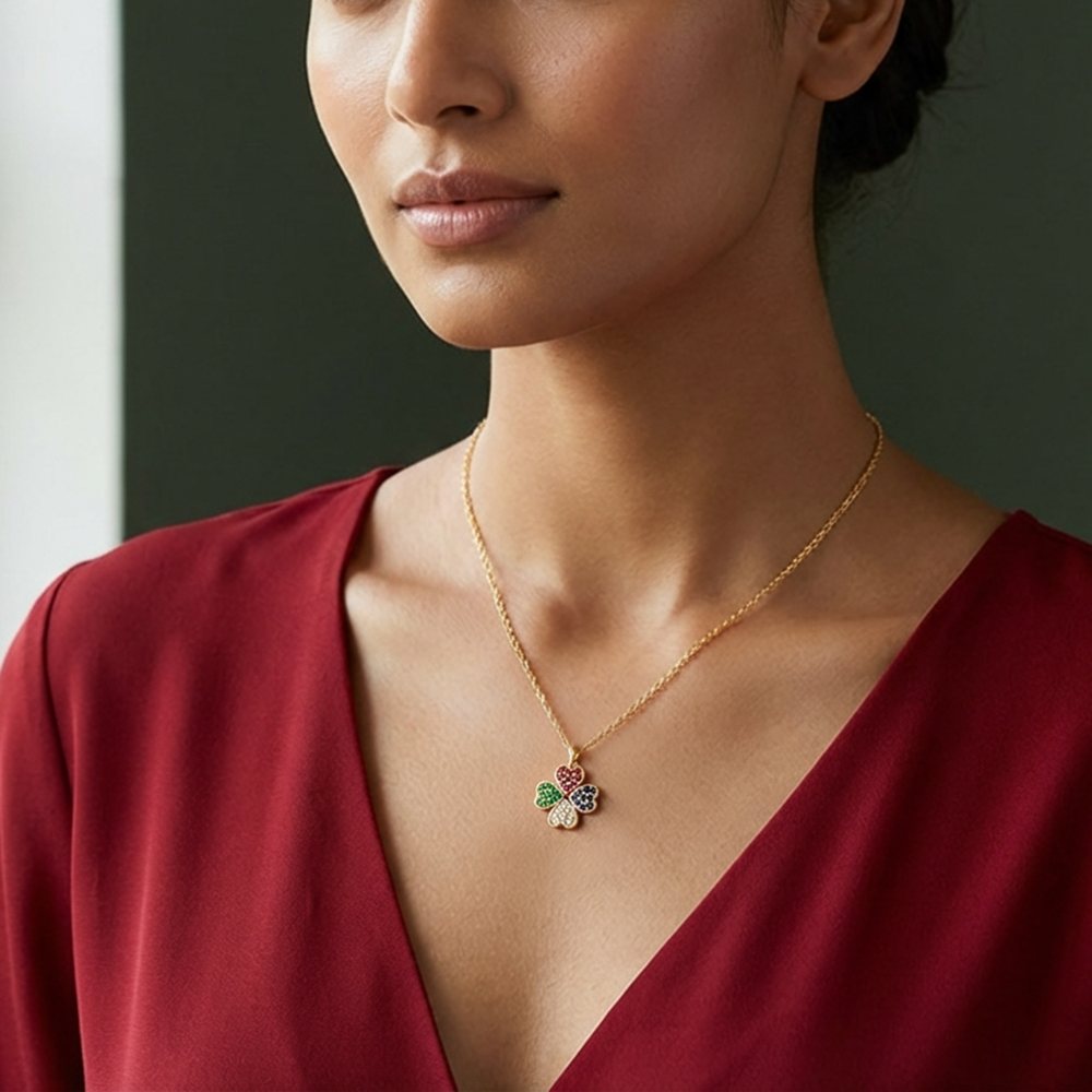 Unniyarcha 925 Pure Silver Clover Crush Necklace