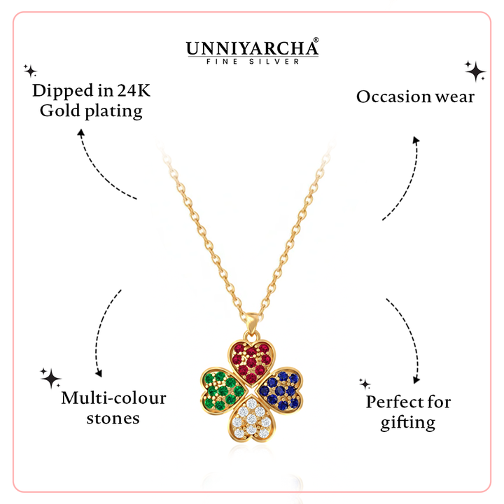Unniyarcha 925 Pure Silver Clover Crush Necklace