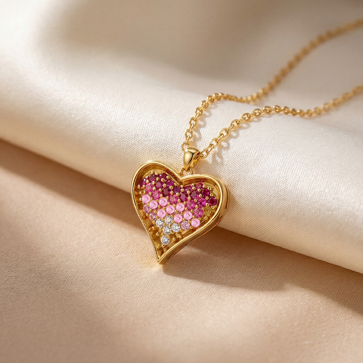 Unniyarcha 925 Pure Silver Ombre Heart Necklace