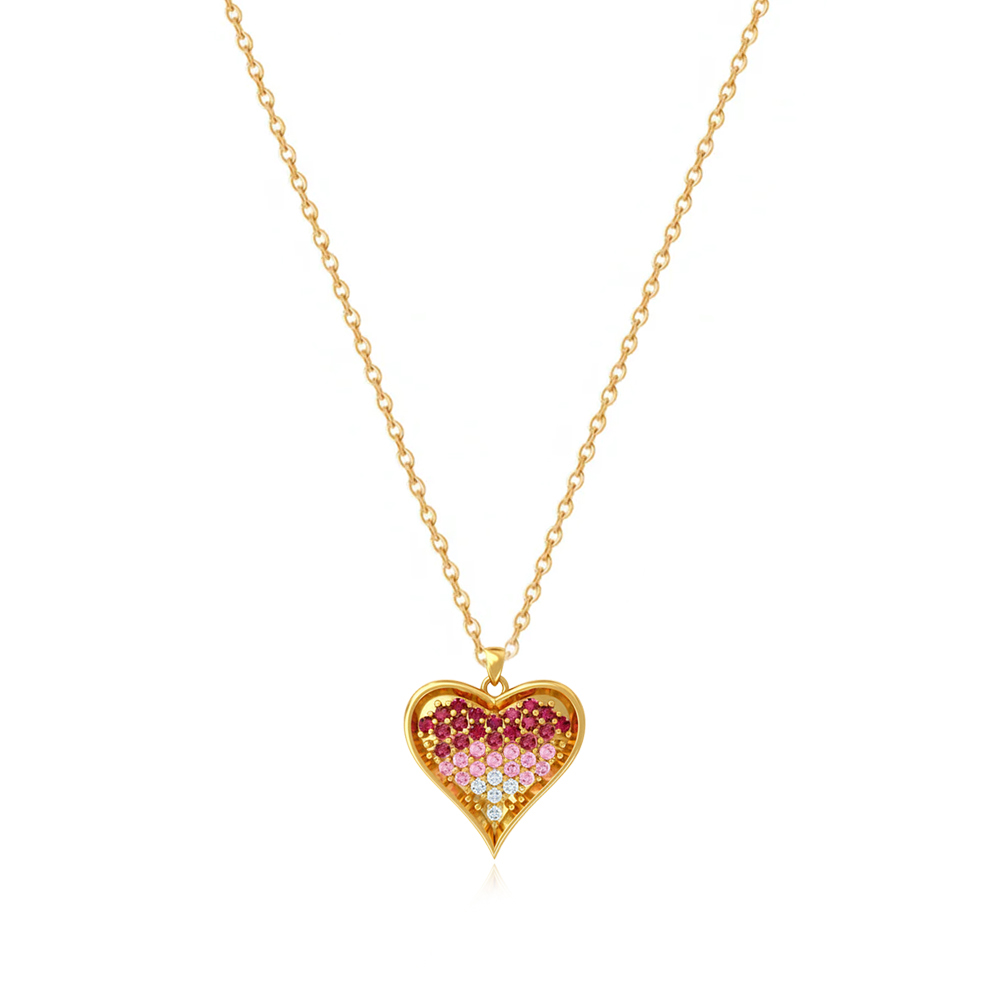 Unniyarcha 925 Pure Silver Ombre Heart Necklace