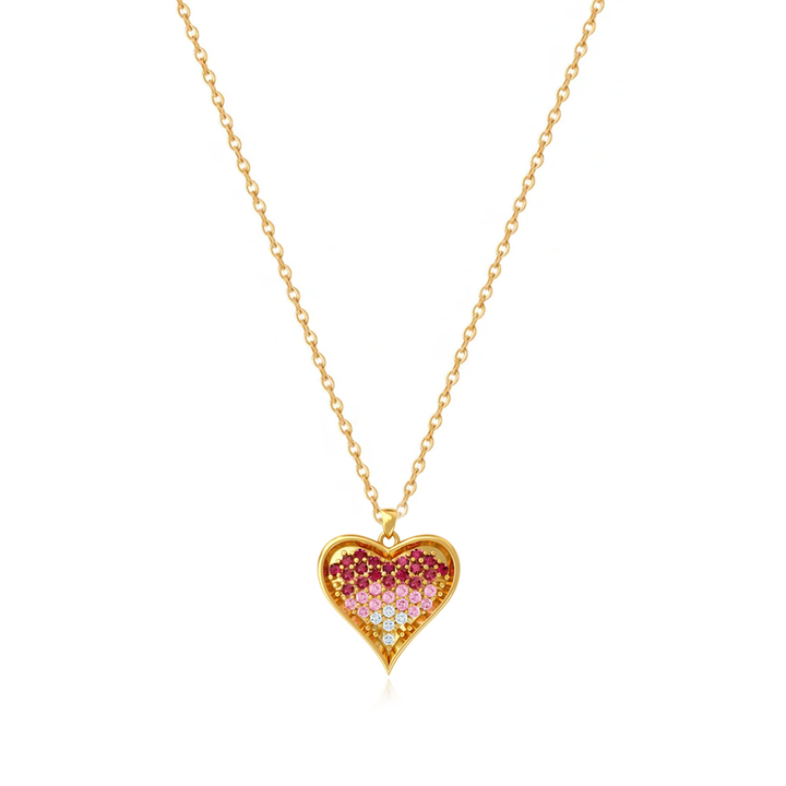 Unniyarcha 925 Pure Silver Ombre Heart Necklace