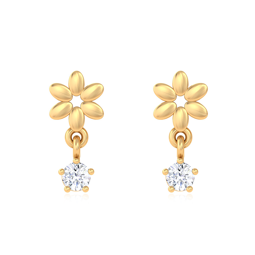 Unniyarcha 925 Pure Silver Flower Red White Drop Stud Earrings