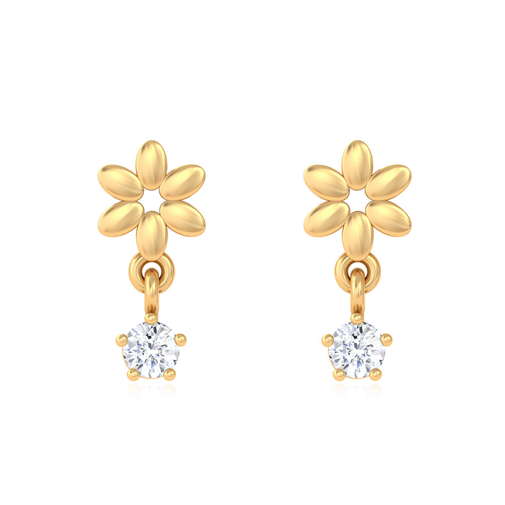 Unniyarcha 925 Pure Silver Flower Red White Drop Stud Earrings