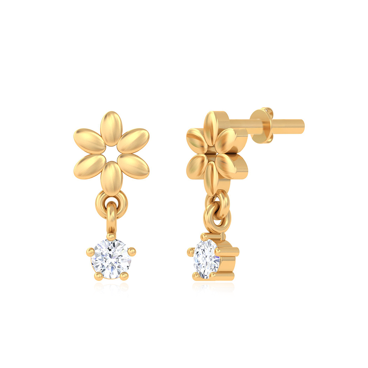 Unniyarcha 925 Pure Silver Flower Red White Drop Stud Earrings