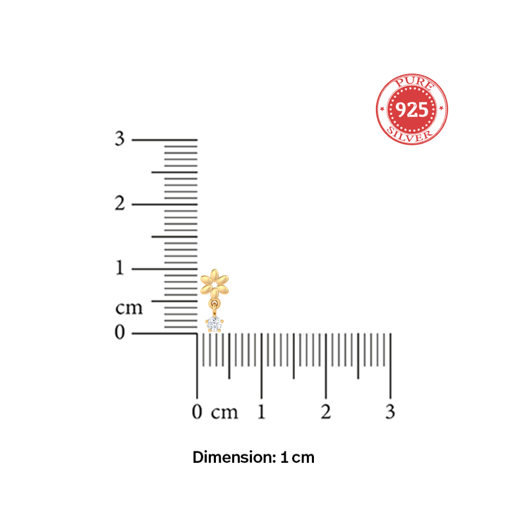 Unniyarcha 925 Pure Silver Flower Red White Drop Stud Earrings