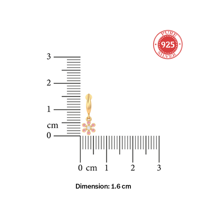 Unniyarcha 925 Pure Silver Pink Flower stud Earrings