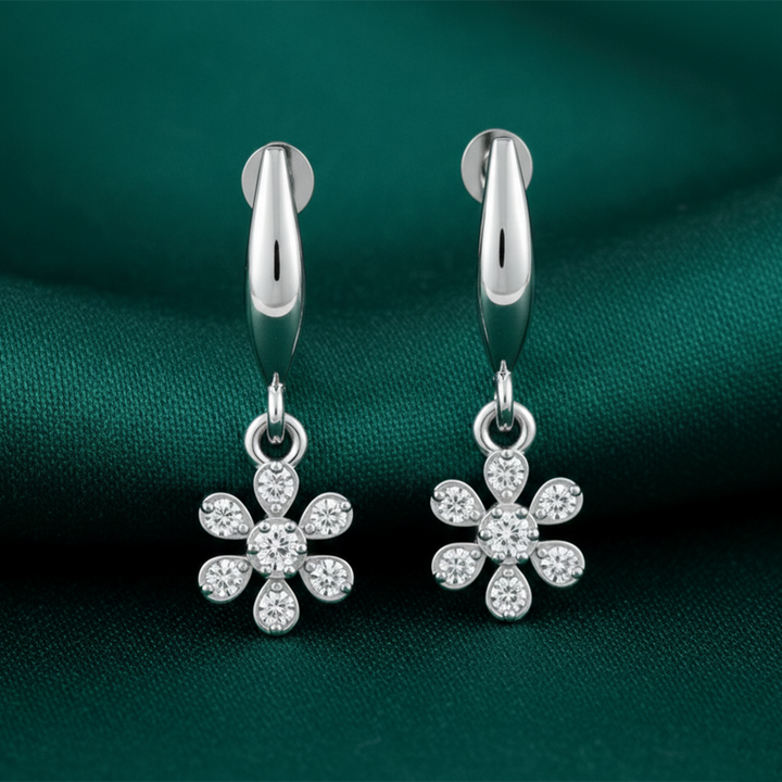 Unniyarcha 925 Pure Silver White Flower stud Earrings