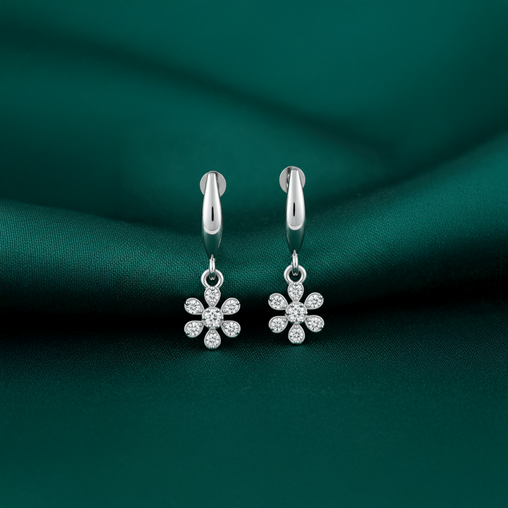 Unniyarcha 925 Pure Silver White Flower stud Earrings