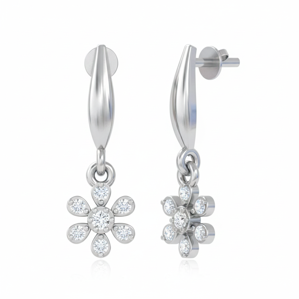 Unniyarcha 925 Pure Silver White Flower stud Earrings