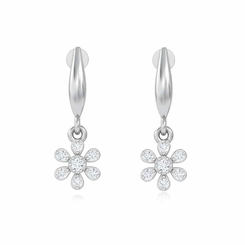 Unniyarcha 925 Pure Silver White Flower stud Earrings