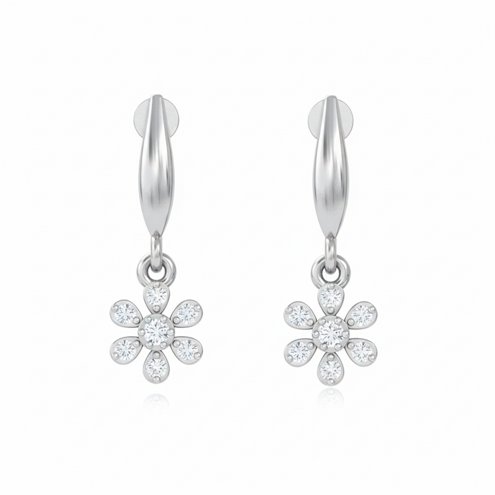 Unniyarcha 925 Pure Silver White Flower stud Earrings