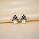 Unniyarcha 925 Pure Silver Blue floral Pearl Stud Earrings