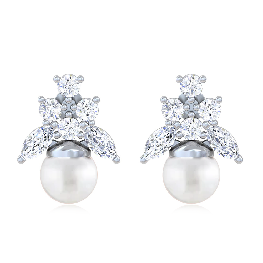 Unniyarcha 925 Pure Silver white pearl floral Earrings