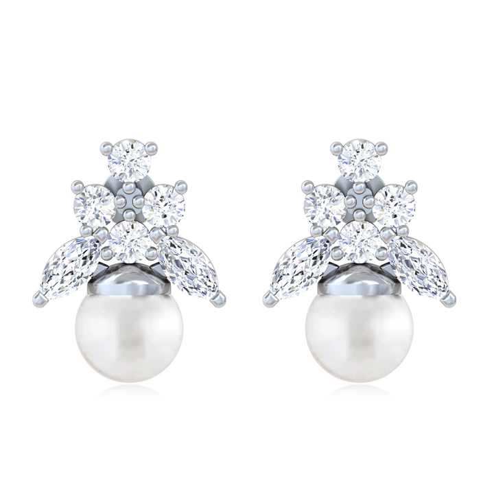Unniyarcha 925 Pure Silver white pearl floral Earrings